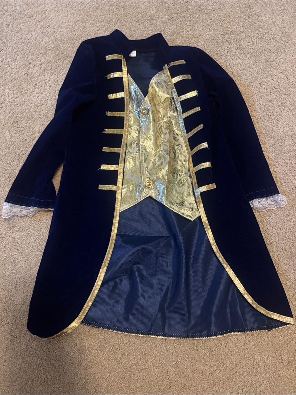 Navy Velvet Kids Dress Blazer with Gold Trim
